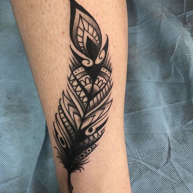Geometric Feather Tattoo - Remington Tattoo Parlor