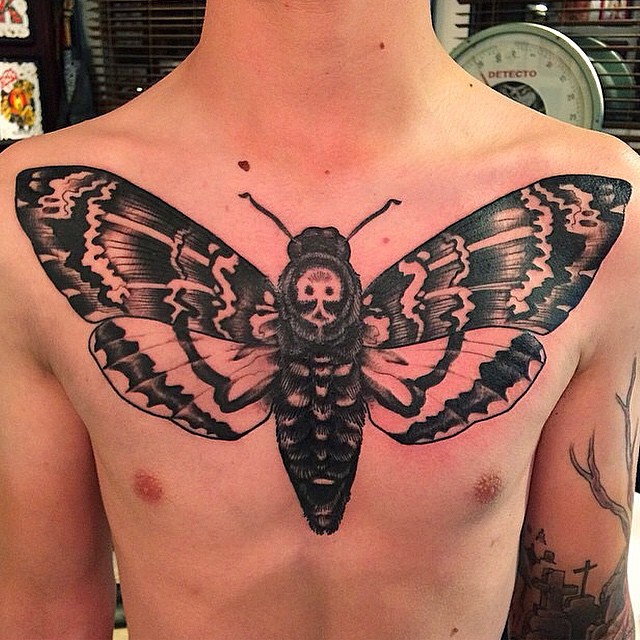 Death's Head Moth Tattoo By Nathaniel Gann @nathanieltattoosd at Remington Tattoo #chestpiece #chesttattoo #deathheadmoth #deathheadmothtattoo #deathsheadmothtattoo #mothtattoo #deathsheadmoth
