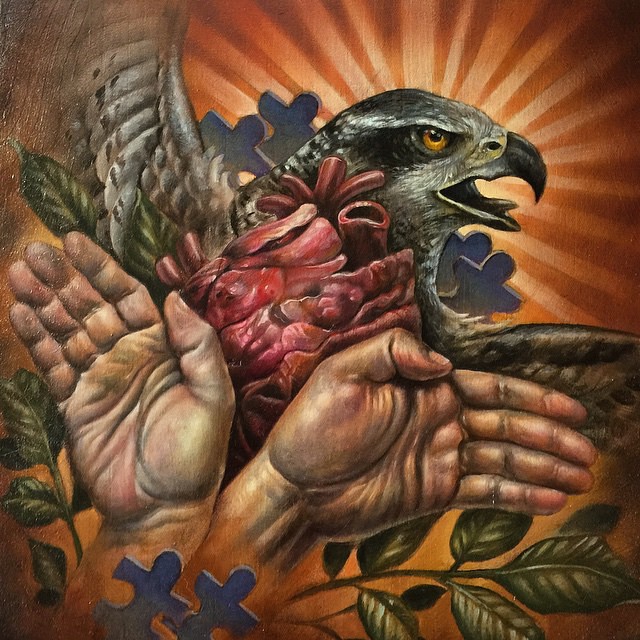 Sneak peak of Terry Ribera's piece for "A Helping Hand" group art show and autism fundraiser, opening February 13th! Come by and support a good cause!! #ahelpinghand #sandiego #artshow #autism #fundraiser