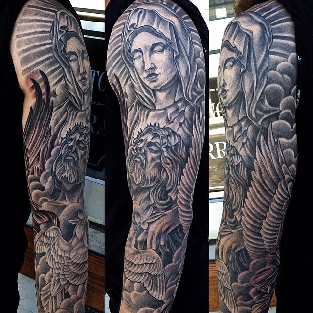 Mary and Jesus Tattoo Sleeve
