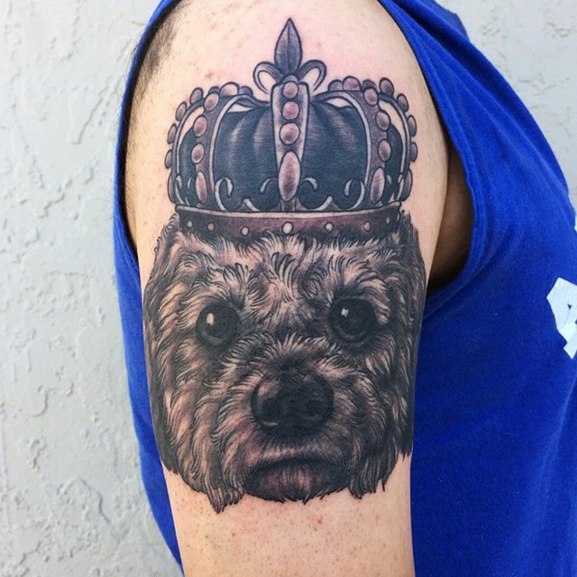 Dog portrait done by @nathanieltattoosd...stop by remington tattoo to set up an appointment today! #art #tattoo #tattoos #remington #dog #digportrait #remingtontattoo #nathanielgann #nathanielganntattoo #sandiegotattoo #northpark #30thst #sandiegotattoo #sandiegoartist #sandiego