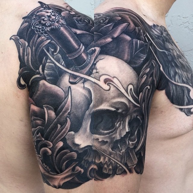 By @nathanieltattoosd Stop by Remington Tattoo to book your appointment with Nathaniel Gann #remingtontattoo #skull #skulltattoo #blackandgrey #blackandgreytattoo #nathanielgann #liontattoo @tattooistartmag #tattooistartmag #tattooistartmagazine