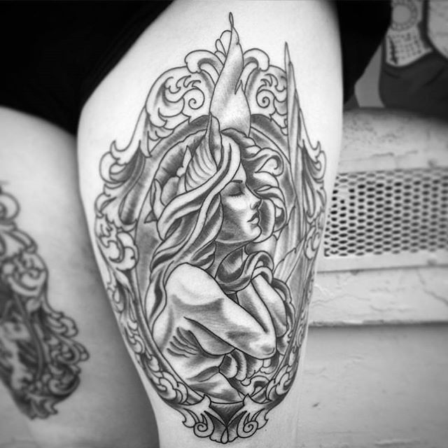 In progress tattoo by @gust_razotattoos #art #tattoo #tattoos #tattooart #remington #remingtontattoo #gustrazo #gustrazotattoos #mermaid #mermaidtattoo #northpark #30thst #sandiegotattoo #sandiegotattooshop #sandiegotattooartist #sandiegoartist #sandiego