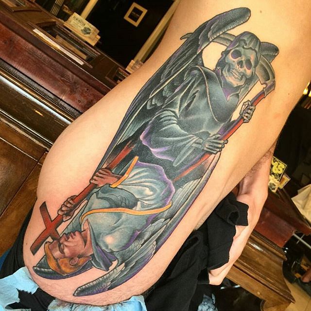 Tattoo by @nathanieltattoosd #art #tattoo #tattoos #tattooart #remington #remingtontattoo #nathanielgann #nathanielganntattoo #northpark #30thst #sandiegotattoo #sandiegotattooartist #sandiegotattooshop #sandiego