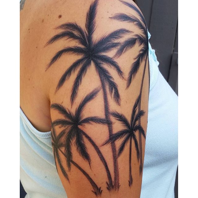 Palm trees tattoo by @alessioricci #tattoo #tattoos #tattooart #remington #remingtontattoo #alessioricci #alessioriccitattoo #palmtree #palmtreetattoo #northpark #30thst #sandiegotattoo #sandiegotattooshop #sandiegotattooartist #sandiegoartist #sandiego