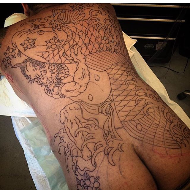 Japanese back piece in progress by @alessioricci #japanesetattoo #tattoo #tattoos #remingtontattoo #northpark #sandiego #sandiegotattooartist