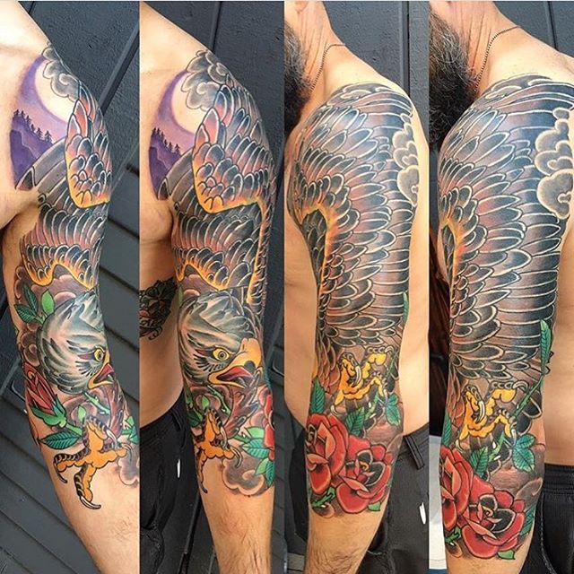 Eagle Sleeve Cover Up | Remington Tattoo Parlor