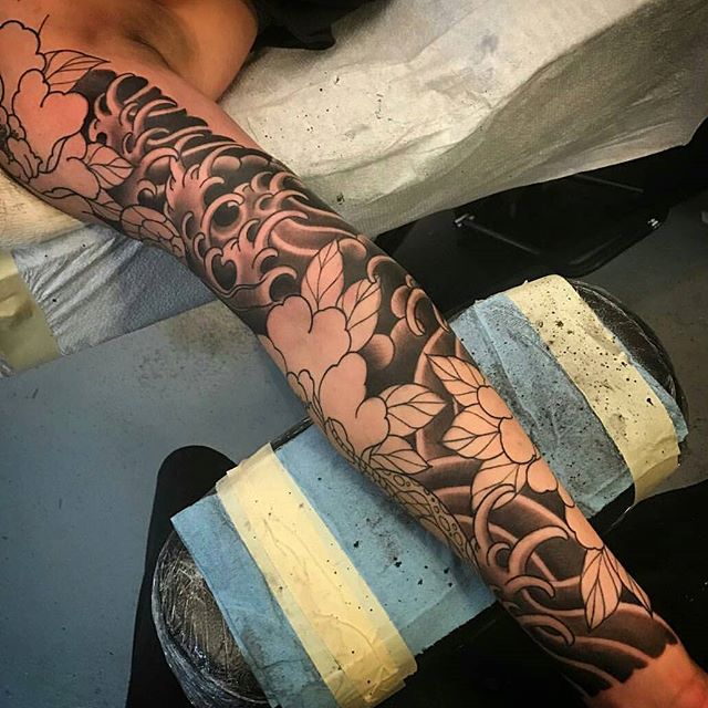 In progress tattoo by @alessioricci #tattoo #tattoos #tattooart #remington #wip #remingtontattoo #fullsleeve #fullsleevetattoo #northpark #30thst #myrtleave #sandiegotattoo #sandiegotattooshop #sandiegotattooartist #sandiegoartist #sandiego