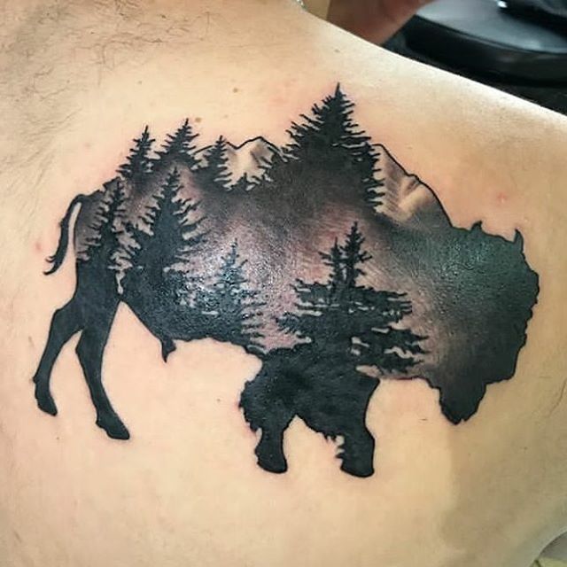 Buffalo tattoo by @horichata #tattoo #tattoos #remingtontattoo #northparktattoo #northpark #sandiegotattoo #sandiegotattooartist #sandiego
